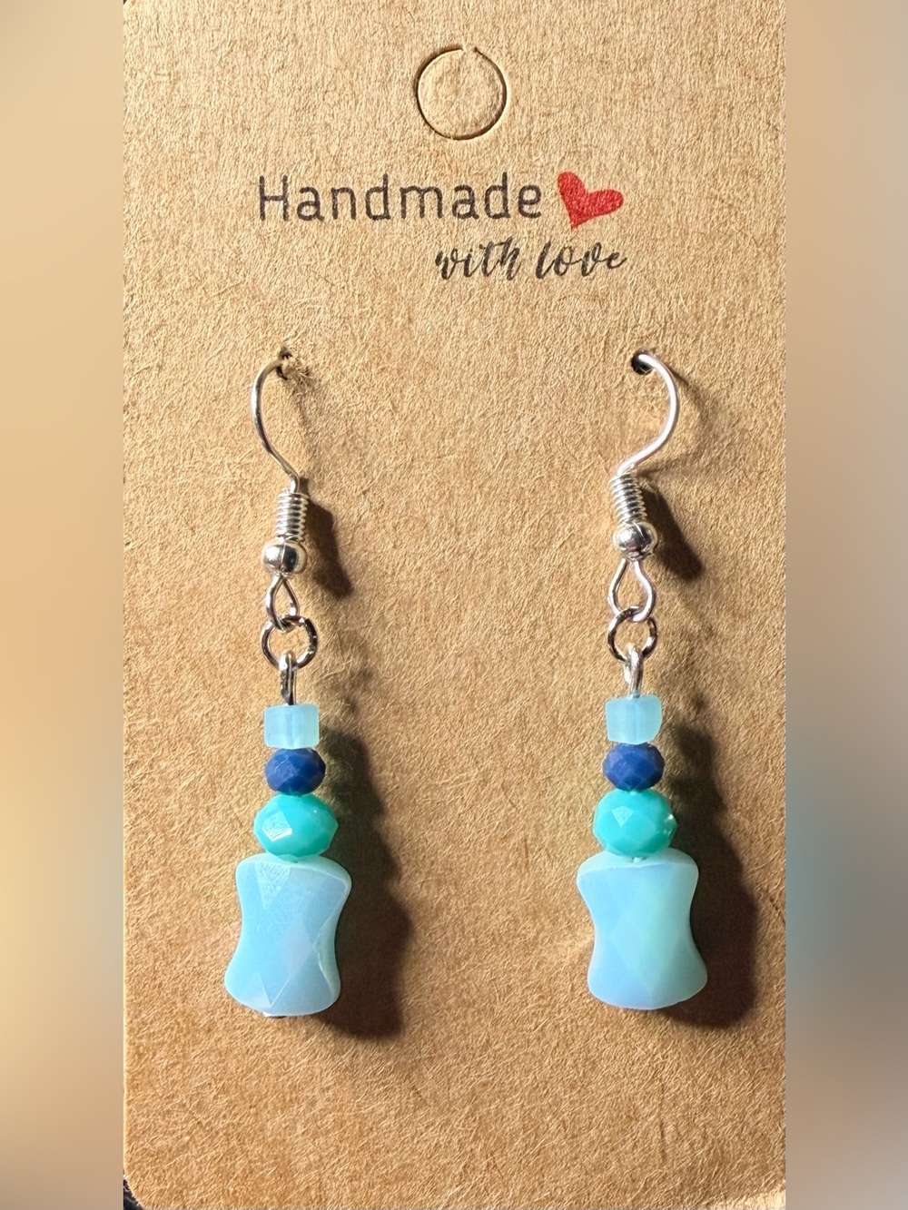 ✨Handmade✨ Blue Aqua Bead Dangle Earrings